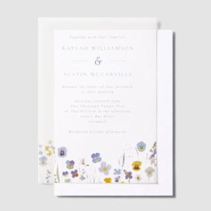 Blue & Yellow Wildflowers Wedding Vellum Invitations