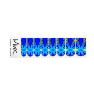 Blue Yellow Winter Christmas Xmas Star Starburst Minx Nail Art