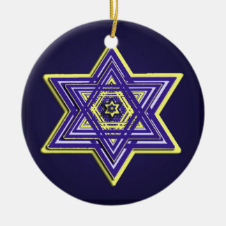 Blue & Yellow Woven Star of David Ornament