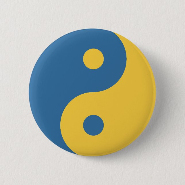 Blue & Yellow Yin and Yang Symbol Design Python Button (Front)