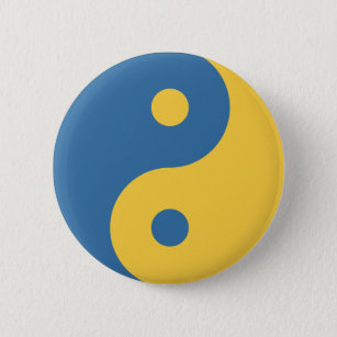 Blue & Yellow Yin and Yang Symbol Design Python Button
