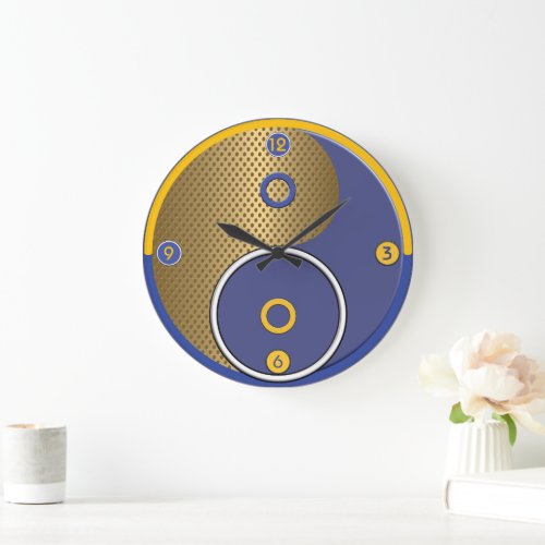 Blue Yellow Yin Yang Wall Clock