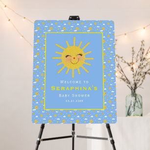 Blue & Yellow You Are My Sunshine Baby Shower Foam Board