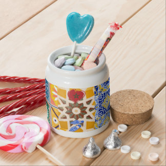 Blue & Yellow Zellij Mosaic Pattern Candy Jar