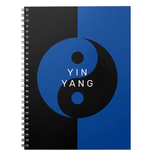 Blue Yin and Yang symbol personalized notebook