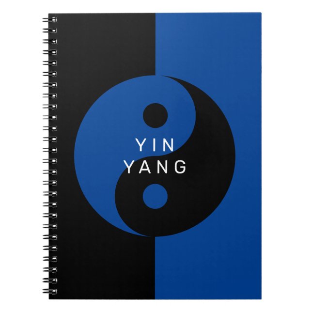 Blue Yin and Yang symbol personalized notebook (Front)