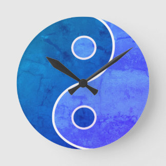 Blue Yin Yang Art Round Clock