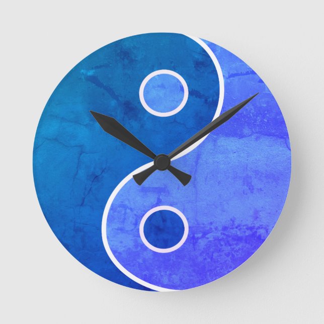 Blue Yin Yang Art Round Clock (Front)