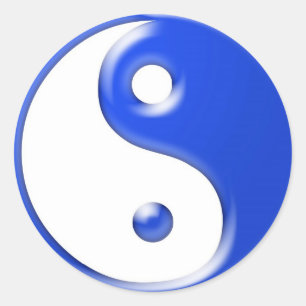Blue Yin Yang Classic Round Sticker