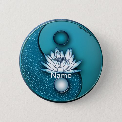 Blue Yin Yang Lotus custom name  Button