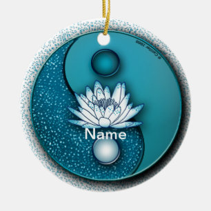 Blue Yin Yang Lotus  ornament