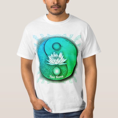 Blue Yin Yang Lotus t_shirt