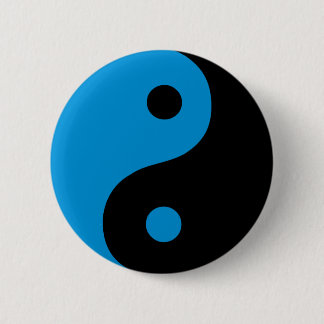 Blue Yin Yang Taoist Symbol Pinback Button
