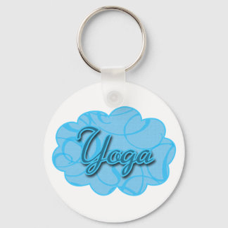 Blue Yoga Flourish Design Keychain