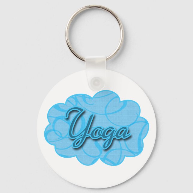 Blue Yoga Flourish Design Keychain (Front)