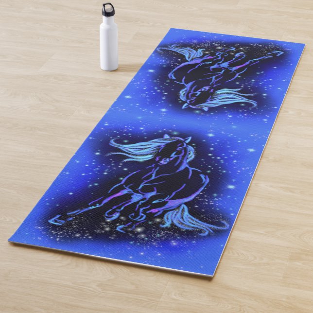 Blue Yoga Mat Horse Running At Starry Night (In Situ)