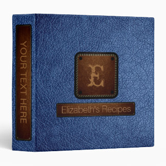 Blue yonder Leather Elegant Monogram 3 Ring Binder