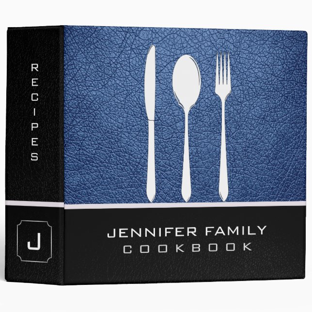 Blue yonder Leather Family Cooking Binder (Front/Spine)