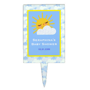 Blue You Are My Sunshine Clouds Baby Shower Cake Topper