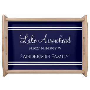 Blue Your Lake Family Name  Map Coordinates   Serving Tray