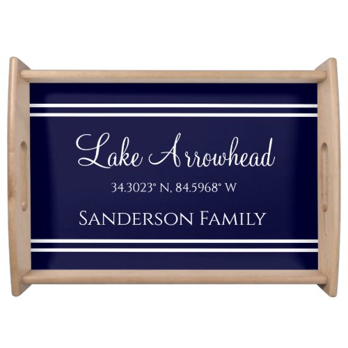  Blue Your Lake Family Name  Map Coordinates   Serving Tray