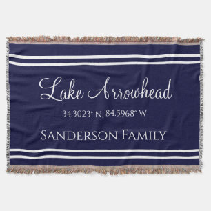  Blue Your Lake Family Name  Map Coordinates  Thro Throw Blanket