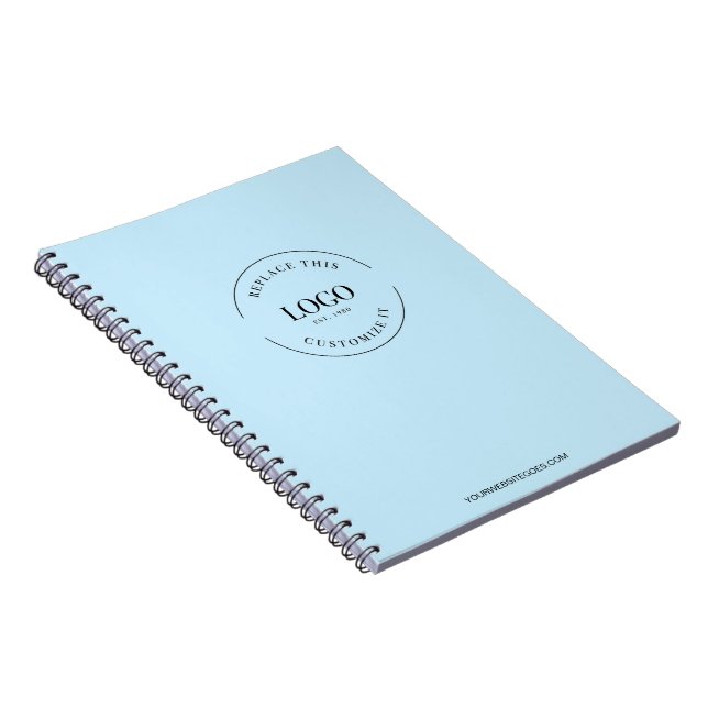 Blue Your Logo and website Promotional Business  Notebook (Right Side)
