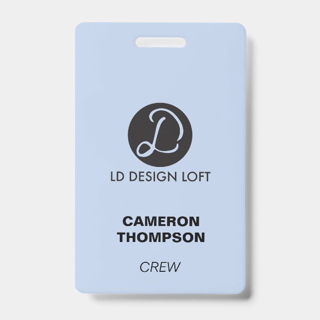 Blue Your logo here custom Employee Crew Badge (Front)