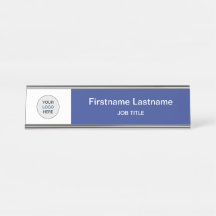 Blue Your Logo Modern Desk Name Plate