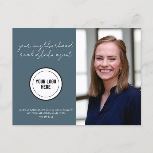 Blue Your Neighborhood Real Estate Agent Postcard