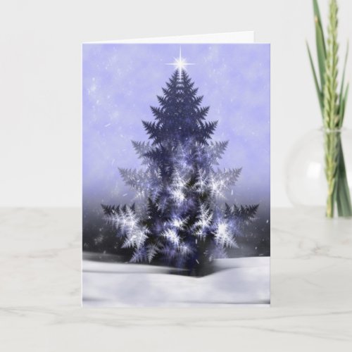 Blue Yule Tree Fractal Christmas Card