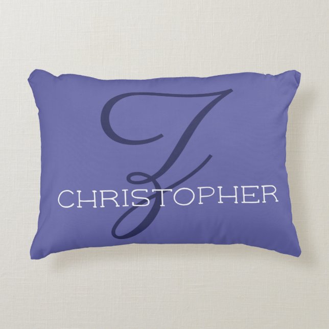 Blue Z Initial Calligraphy Name Trendy Accent Pillow (Front)
