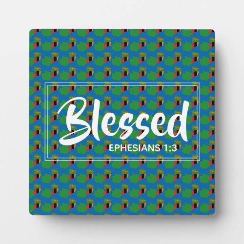 Blue ZAMBIA Blessed Christian Scripture Ephesians Plaque