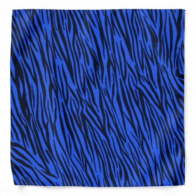Blue Zebra Animal Print Bandana (Front)