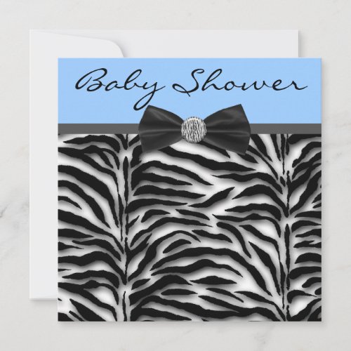 Blue Zebra Baby Boy Shower Invitations