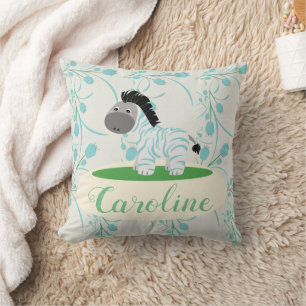 Blue Zebra Baby Nursery Pillow