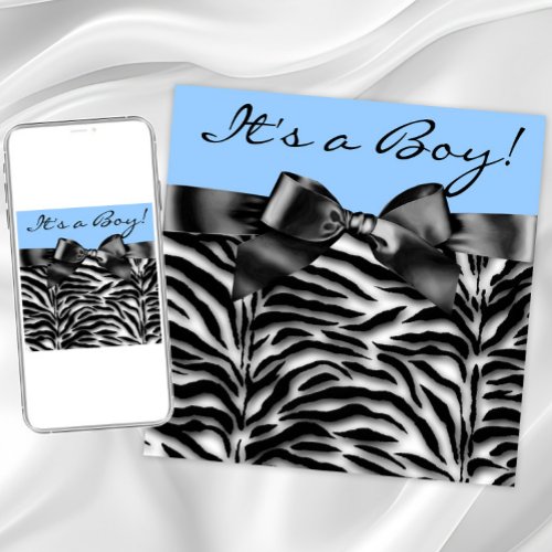 Blue Zebra Baby Boy Shower Invitations