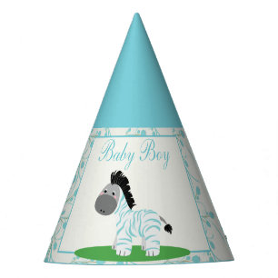 Blue Zebra Baby Shower Party Hat