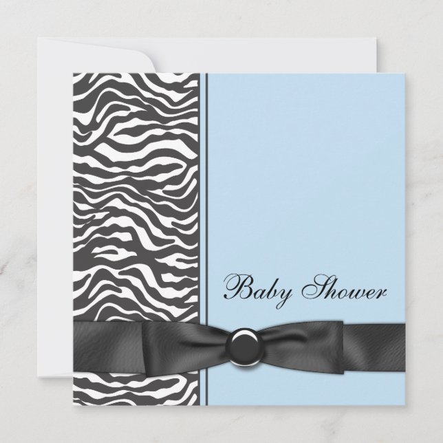 Blue Zebra Boy Baby Shower Invitations (Front)