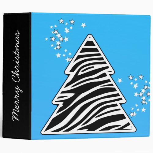 Blue Zebra Christmas Tree 3 Ring Binder