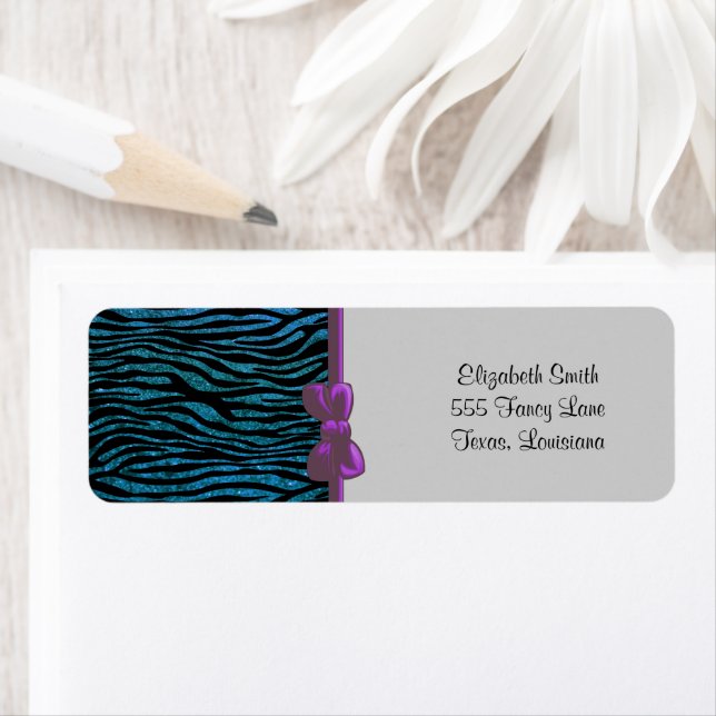 Blue Zebra, Glitter Zebra, Zebra Print, Stripes Label (Insitu)