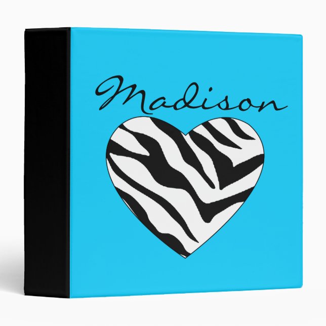 Blue Zebra Heart Binder (Front/Spine)