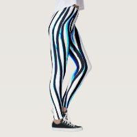 Blue Zebra Lightning Striped Leggings