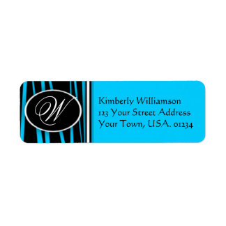 Blue Zebra Monogrammed Return Address Labels