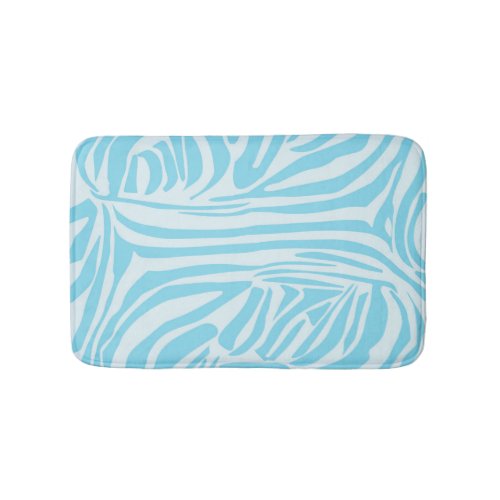 Blue Zebra Pattern Bath Mat