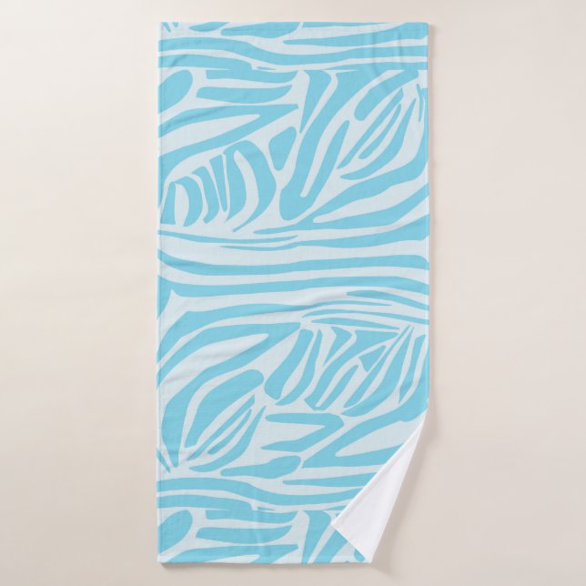 Blue Zebra Pattern Bath Towel (Bath Towel)