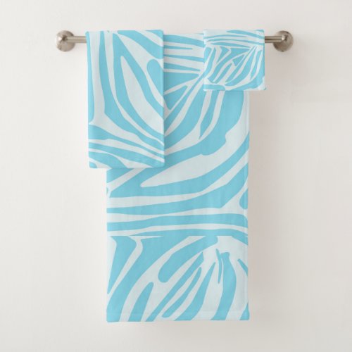 Blue Zebra Pattern Bath Towel Set