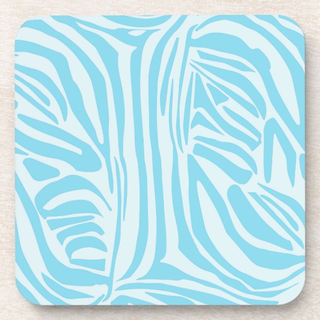 Blue Zebra Pattern Beverage Coaster (Front)