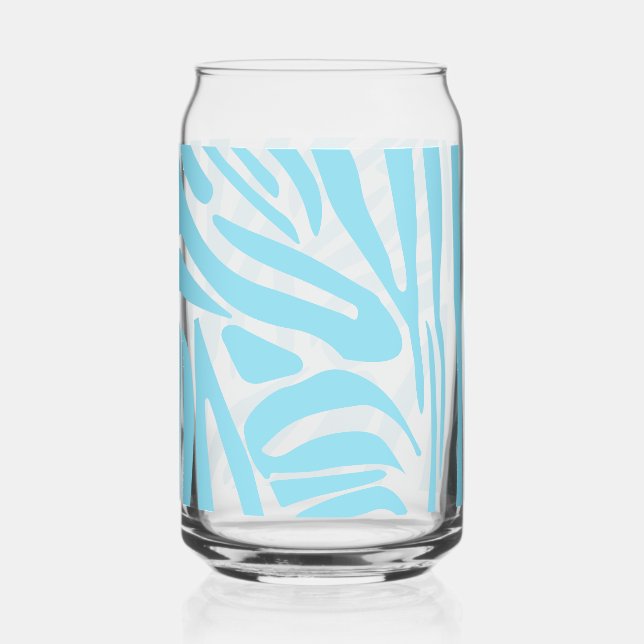 Blue Zebra Pattern Can Glass (Front)