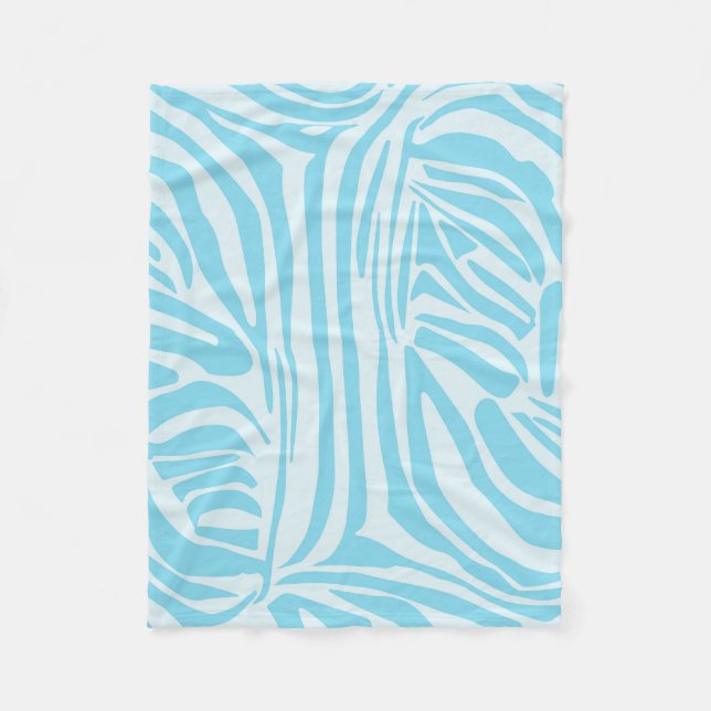 Blue Zebra Pattern Fleece Blanket (Front)